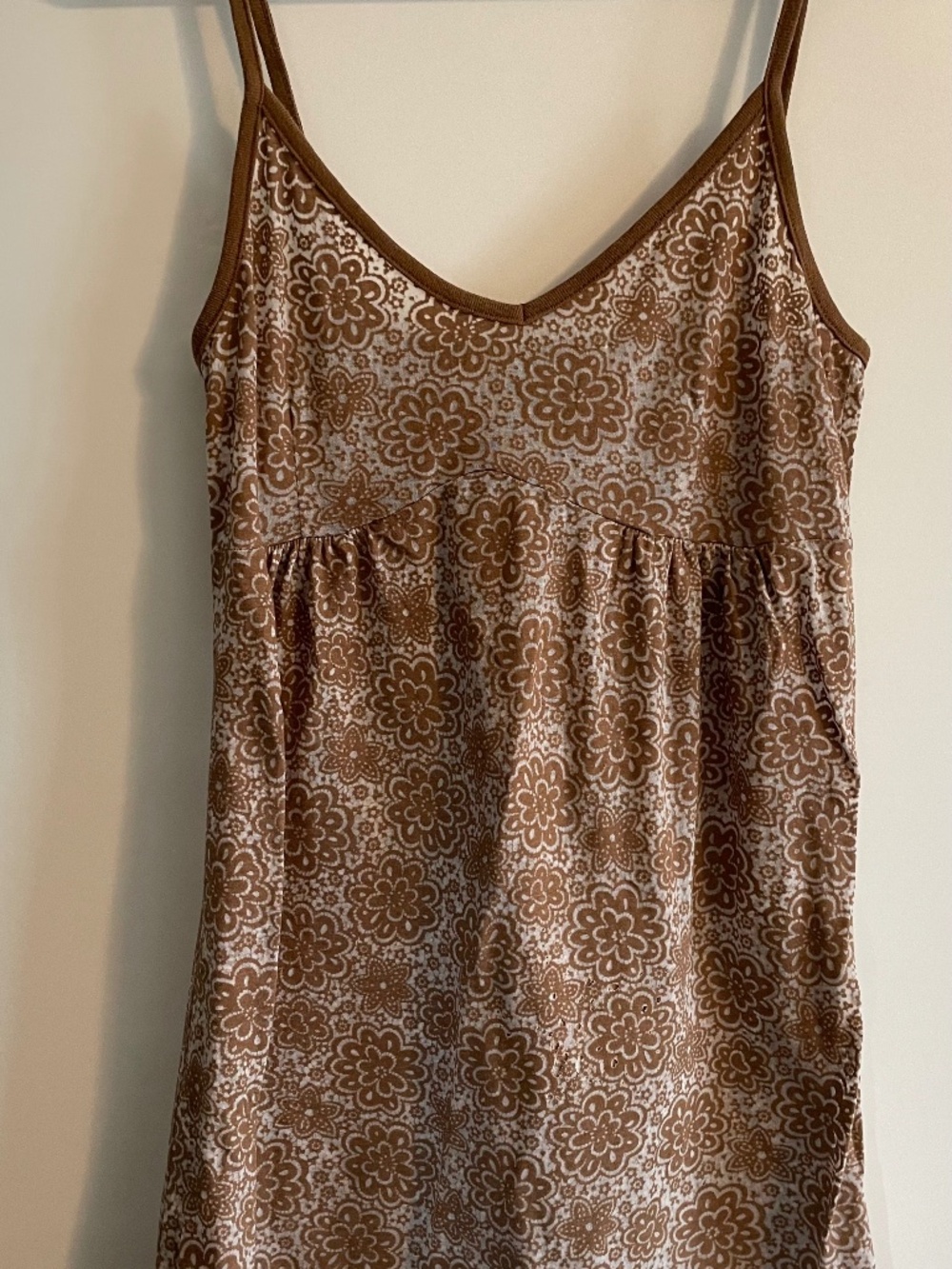 EUC Damsel Urban Outfitters Brown & White Floral Tunic Strappy Tank Top Medium